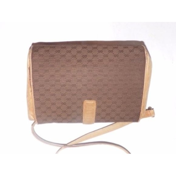 Gucci Vintage Crossbody Camel Leather Brown Small G Logo Print Canvas - Picture 8 of 8